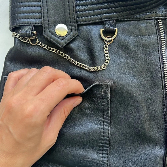 The Kooples Pleated Leather Shorts - Picture 6 of 11